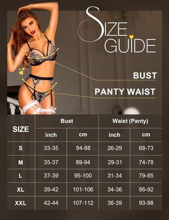 RSLOVE Daen Dessous Set - 3-частинний комплект спідньої білизни з мережива, тіло, боді, чорний, червоний (M, чорний Remix, срібло)