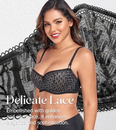 Чорний бюстгальтер DotVol з прозорого мережива, balconette, без пуш-апу, 70B