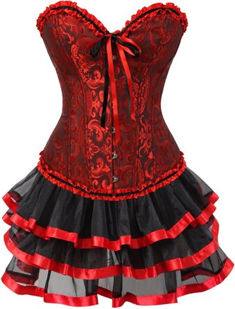 Сукня-корсет Moulin Rouge в готичному стилі з спідницею, розміри S-3XL (3XL, 01 Hot Pink)