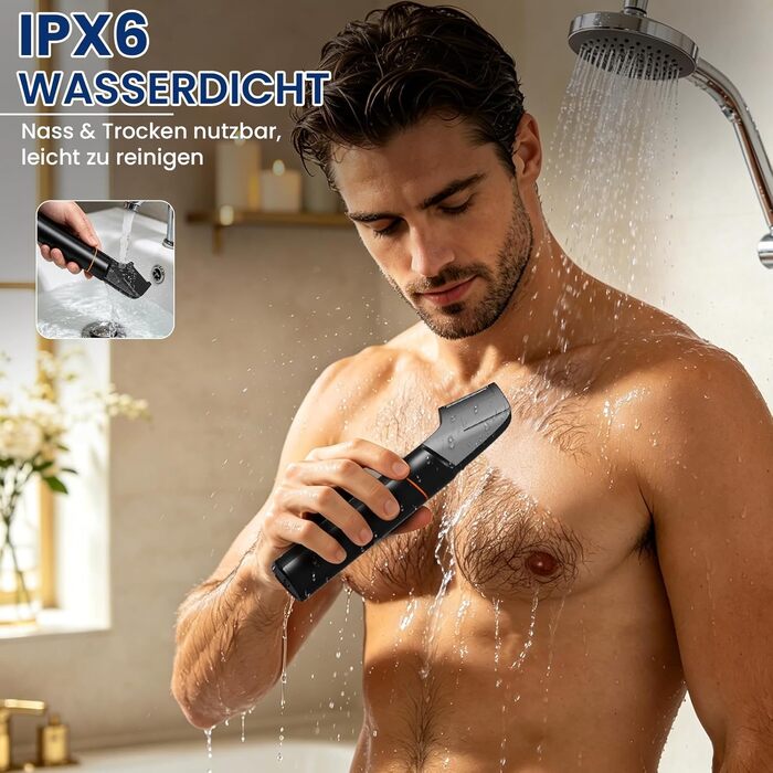 Електричний тример для чоловіків MAXGROOM 4-в-1 для інтимних зон, тіла, грудей та пахв, водонепроникна бритва з LED-дисплеєм, чорна