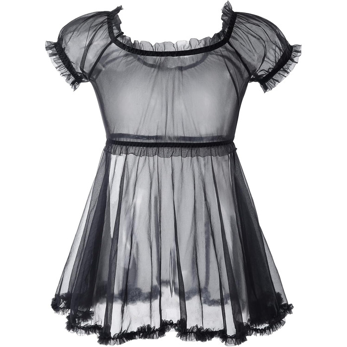 Прозора мереживна сукня-боді LittleForBig для дорослих та трансгендерів (Чорний, XXL)