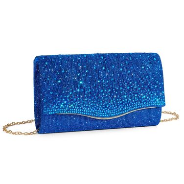 Жіночий вечірній клатч Abendhandtaschen з блискітками та паєтками, елегантна сумка-конверт з від’ємним ланцюжком для весілля та вечірок (синій)