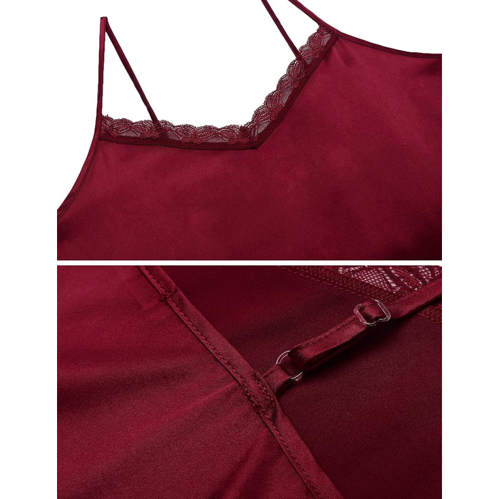 Халат та нічна сорочка Ecouaer для жінок з атласу, сексуальна піжама, комплект 2 шт. (червоний, S)