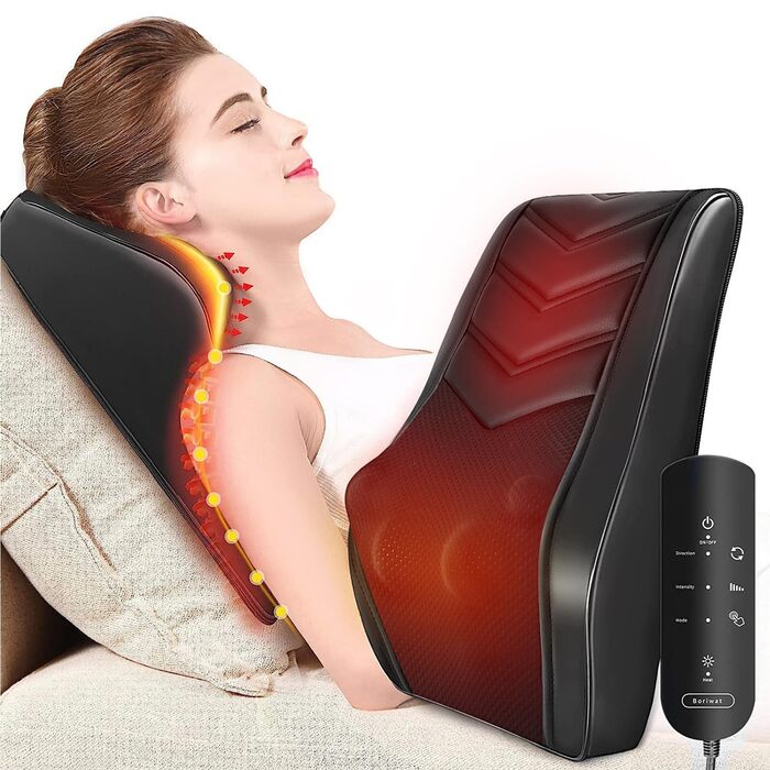 Масажер для шиї та спини Boriwat Shiatsu 3D з функцією підігріву, чорний