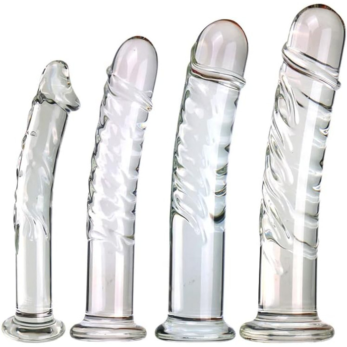 Скляний дилда ScreaAss: набір з 4 розмірів, анальні пробки, стимулятор G-точки, для чоловіків та жінок