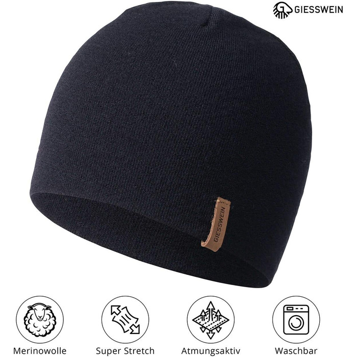 Спортивна шапка Giesswein Merino Cap Gehrenspitze з мериносової вовни, унісекс, темно-синя, один розмір