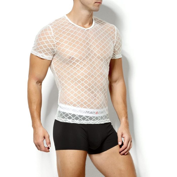 Мускульна футболка з короткими рукавами Casey Kevin Herren, сітка, мереживо, сітчаста сорочка для чоловіків (S, A2-білий)