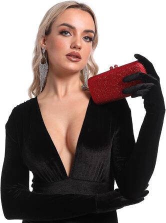 Жіночий вечірній клатч Boutique De FGG з кристалами та стразами для весіль та вечірок, міні-сумка (Червоний)