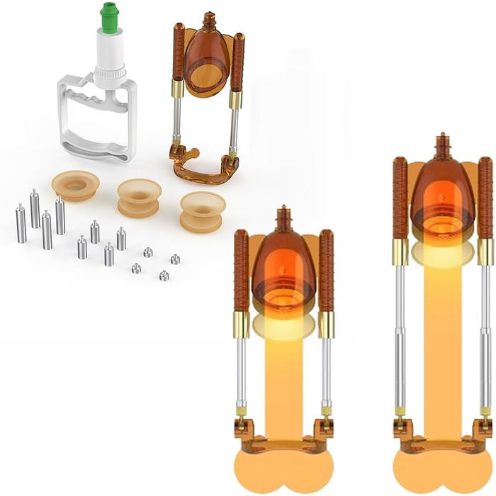 Набір для збільшення пеніса Hmxseu: вакуумна помпа з 3 манжетами, екстендер, стрітчер. Для чоловіків.