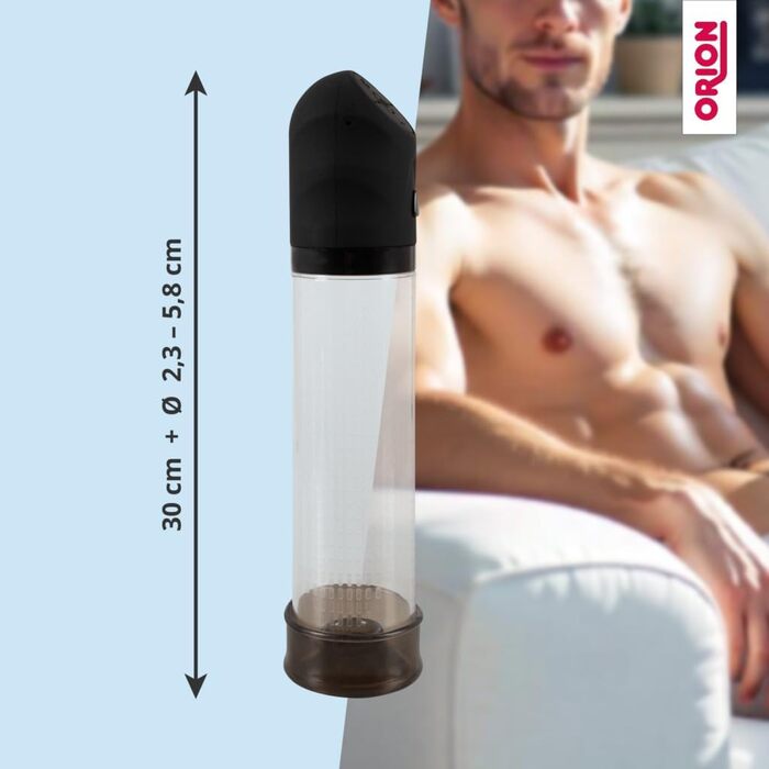 Насос для збільшення статевого члена Orion - інтенсивний вакуумний насос для чоловіків, 4 режими, для тренування потенції, USB, прозорий/чорний