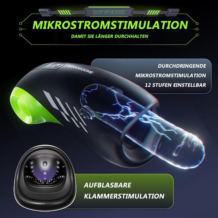 Електричний мастурбатор для чоловіків, бездротовий, з підігрівом та 12 ступенів електростимуляції та 10 вібраційних режимів