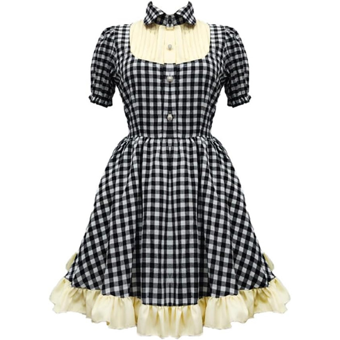 Сукня в стилі Лоліта в клітинку TTYAO REII: Костюм служниці з спідницею, Косплей Аніме, для Хелловіну