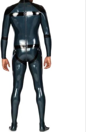 Комбінезон чоловічий з латексу TIANXIAOQWE, темно-синій, для вечірок та ролевих ігор, з чорною обробкою, 0,4 мм, розміри S-7XL