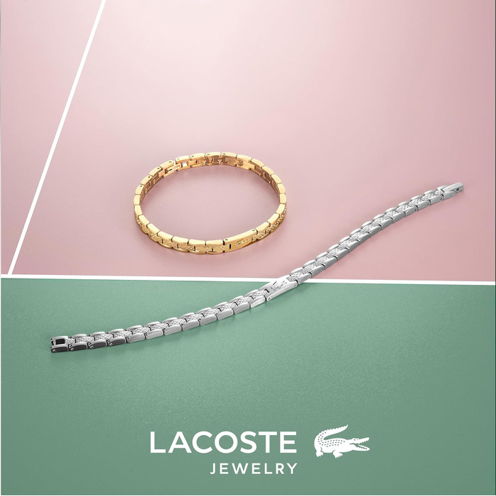 Жіночий браслет Lacoste колекції METROPOLE з застібкою-карабіном та візерунком petit piqué, золотистий