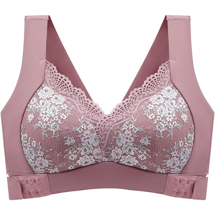 Бюстгальтер без кісточок Necalisi з застібкою на блискавку спереду, мереживний, з перехресним витон, ліфчик-кроп топ, бюстгальтер без спинки, бюстгальтер пуш-ап, екстремальна підтримка (34/75B, фіолетовий)