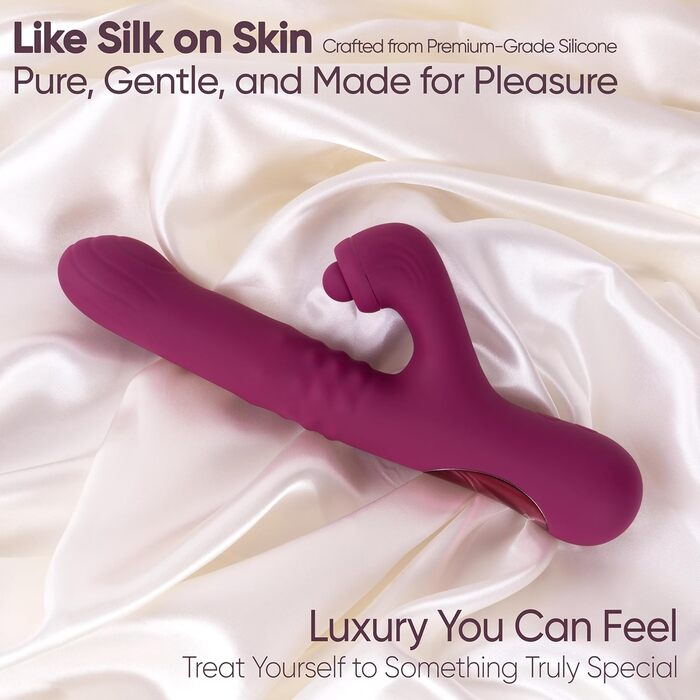 Вібратор для інтимної стимуляції SEKOVE Rabbit, Duale Стимуляція, перламутрові кульки, торкання клітора (Deep Purple)