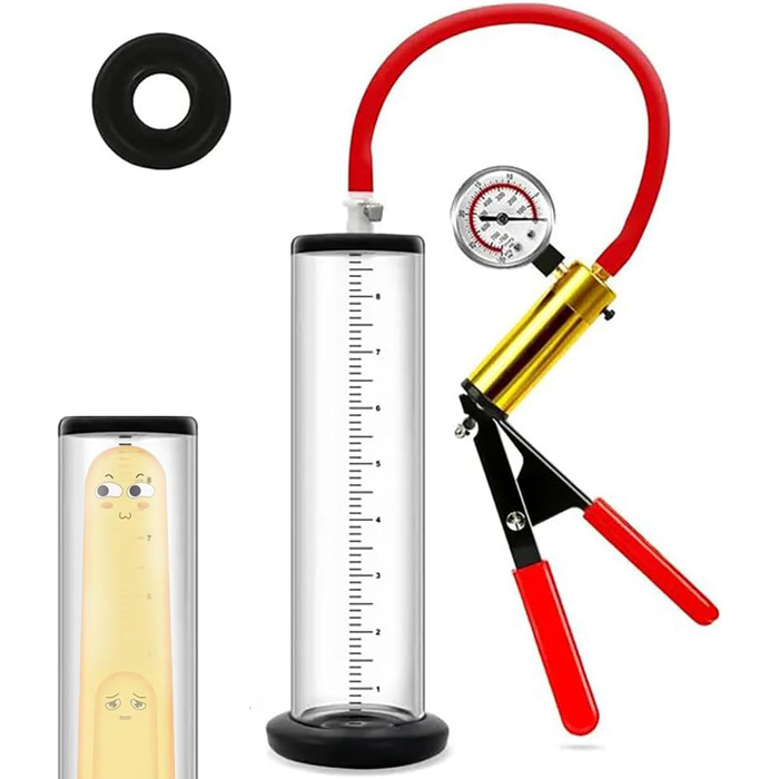 Портативна вакуумна помпа для збільшення статевого члена з манометром та ножиковим захватом (4 розміри)
