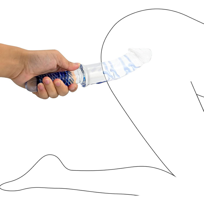 Скляний дилда Roluck з ручкою, кристалічний пеньс, анальний дилда, заглушка для заднього проходу для жінок та чоловіків, секс-іграшка (блакитний)