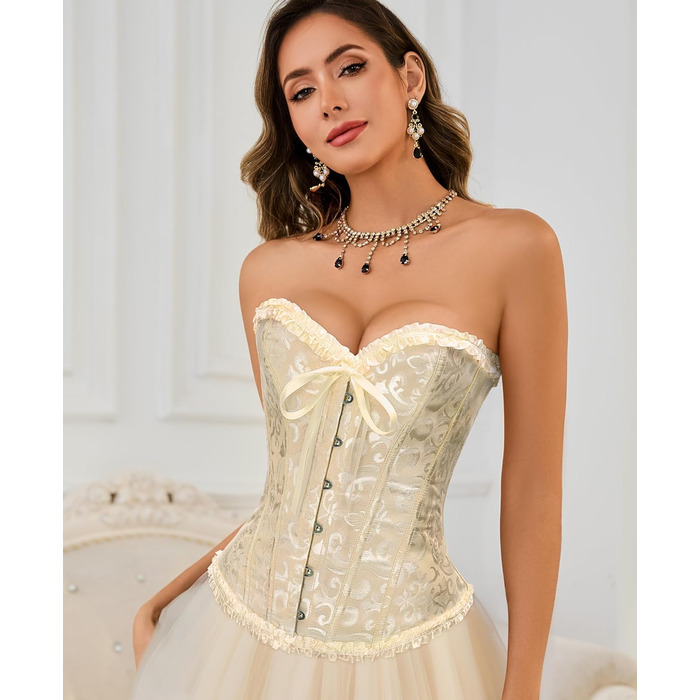 Жіночий корсет-бюстгальтер XZQTIVE з мереживом, з кісточками, готичний корсаж, бюстгальтер, топ XS, абрикосовий колір