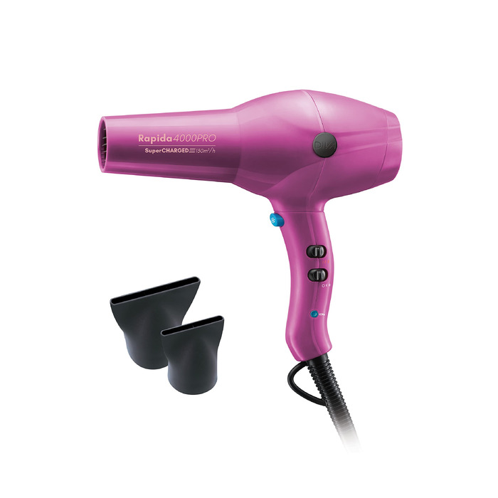 Професійний фен для волосся Diva Pro Styling Rapida 4000 Pro, 2200 Вт, 4 температурних та 2 швидкісних режими, функція холодного обдуву, magenta