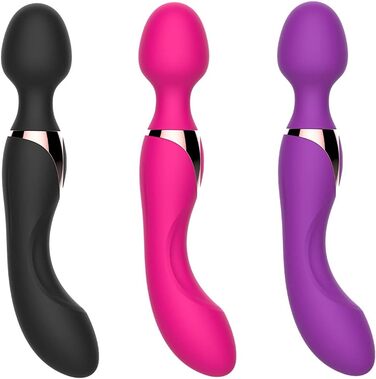 Масажний стрижень JFRong з силікону з двома головками, 10 режимів вібрації, масажер для жінок (клітора та G-точки), стимулятор з двома моторами, секс-іграшка для чоловіків, жінок, пар (рожевий)