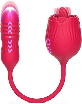 Вібратор Doppelkopf 3-в-1 з функцією імпульсу, 10 режимів лизання та 10 телескопічних режимів для жінок, водонепроникний, електричний стимулятор G-точки та клітора, еротична іграшка для жінок та пар (червоний)
