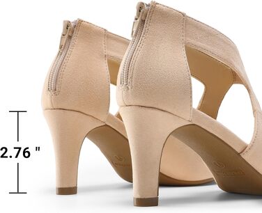 Жіночі закриті туфлі-човники Dream Pairs на низьких підборах (Kitten Heels), бежеві, розмір 39 EU