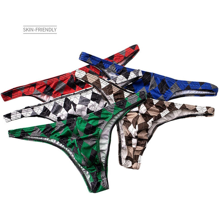 Сліпекси чоловічі Faringoto, принт, Eisseide, дихаючі, бікіні, G-String, XL, 5 пар