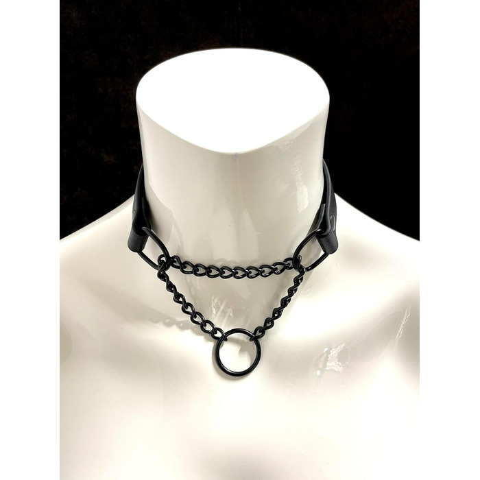 Шкіряне намисто з ланцюгом, готичне намисто з ланцюгом, намисто BDSM (довжина 42-48 см)