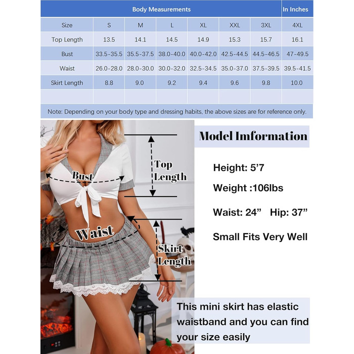 Костюм для ролеграй, студентський, з міні-спідницею в клітинку, Avidlove для жінок, білий (сірий в клітинку), XL