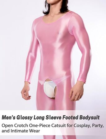 Комбінезон чоловічий AIEOE з відкриттям спереду, прозорий, рожевий, розмір EU S