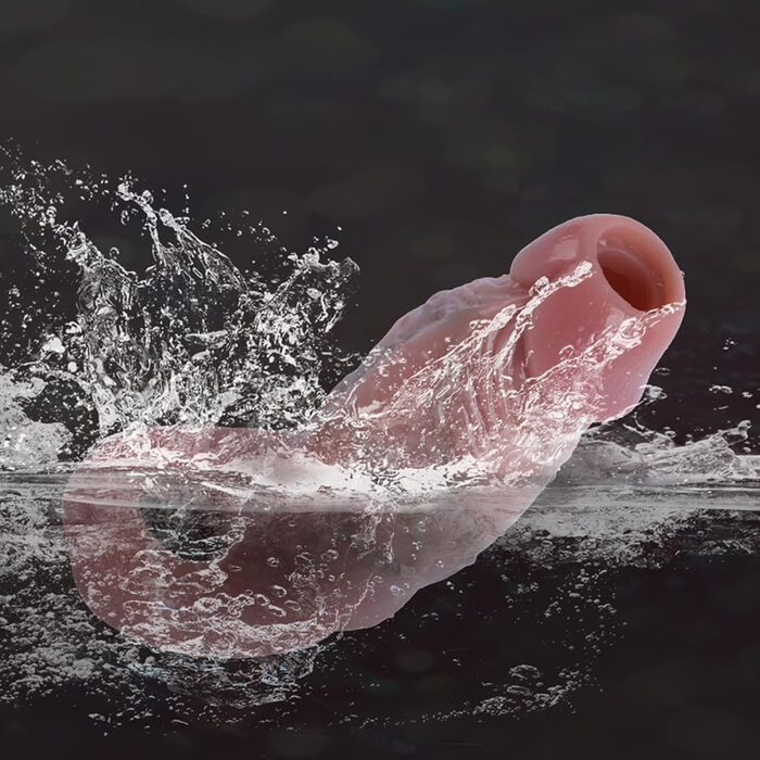 Реалістичний пеніс-чохол з кільцем для яєчок, для збільшення пеніса, з рідкого силікону, для затримки еякуляції (M)