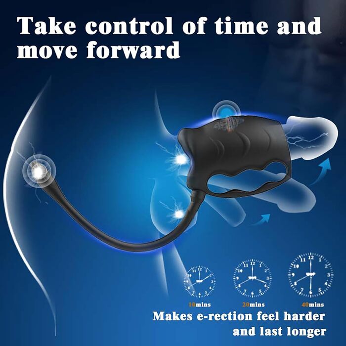 Вібратор для чоловіків з подвійним кільцем для статевого члена та анальним отвором, 2 мотори, 10 режимів, масажер простати, секс-іграшка