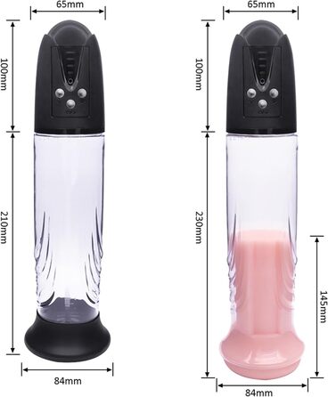 Електрична пеніс-насос з 4 рівнями інтенсивності та 4 режимами вакууму для збільшення пеніса. Мастурбатор з силіконовими насадками та сумкою