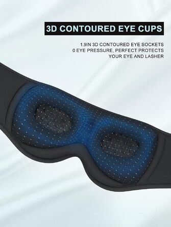 Маска для сну з Bluetooth-навушниками LC-dolida V5.4, 3D дихаюча бавовняна маска для очей з мікрофоном, миюча, для подорожей, йоги та медитації, чорна
