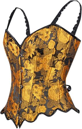 Жіночий корсет повний бюст, корсаж, корсет для Октоберфесту, готичний топ, вінтажна корсаж, бюстєль, корсет середньовічний, жакард, сатин, квітковий, з кісточками, повна груди, спідня білизна, на Хелловін, карнавал, корсет на шнурівці, жовтий колір