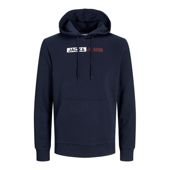 Чоловічий теплий худі з принтом JACK & JONES Basic JJEOGO, колір Dusty Olive (великі розміри 8XL)