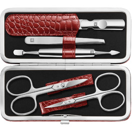 Манікюрний набір ZWILLING Kroko Edition (5 предметів) для нігтів рук та ніг, нержавіюча сталь, шкіряний футляр, червоний