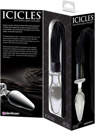 Масажер скляний ручної витримки PIPEDREAM Icicles No 29, блакитний (білий, 361)