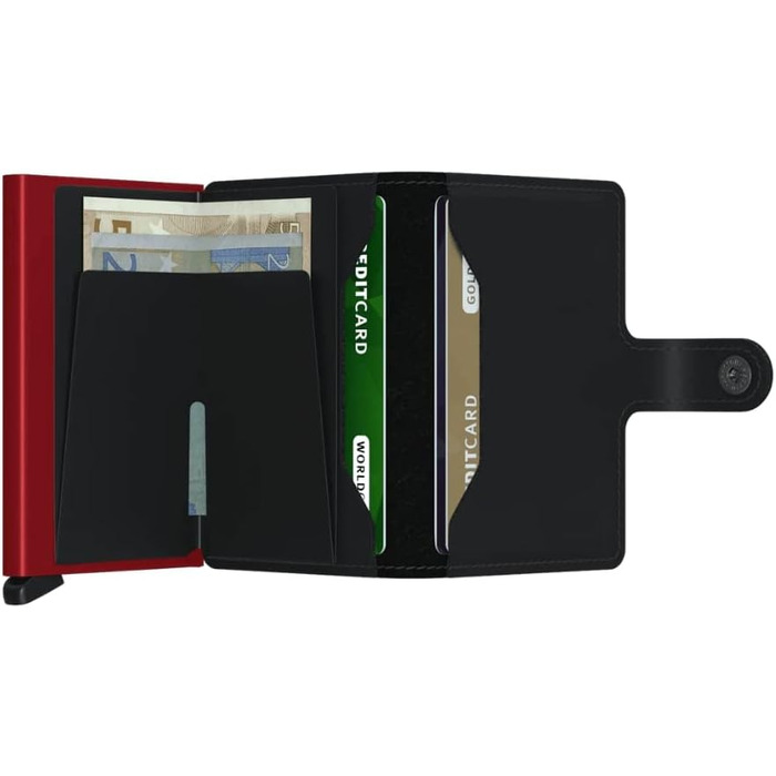 Стильний компактний гаманець-картхолдер Secrid Miniwallet Matte (чорний та червоний), 10.2 x 6.5 x 2.1 см, унісекс