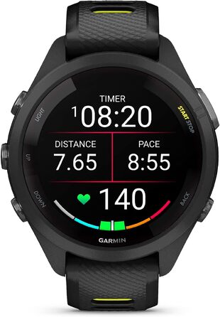 Спортивний смарт-годинник Garmin Forerunner 265S з AMOLED-дисплеєм, функціями тренувань та відновлення, 42 мм (Black/Amp Yellow)