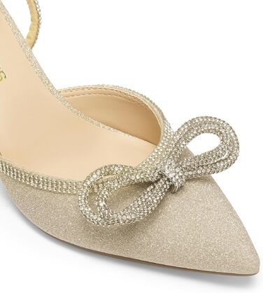 Жіночі туфлі з низьким каблуком Kitten Heels DREAM PAIRS з декором у вигляді банта зі стразами, золотисті, розмір 40 EU
