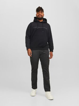 Чоловічий худі Jack & Jones JJESTAR JJ Sweat Hood — розслаблена посадка (Relaxed Fit), чорний, розмір 3XL