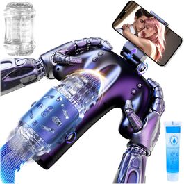 Електричний мастурбатор для чоловіків з тримачем для телефону та двосторонніми кнопками, 5 режимів, 1-10 см хід, мастурбатор для чоловіків