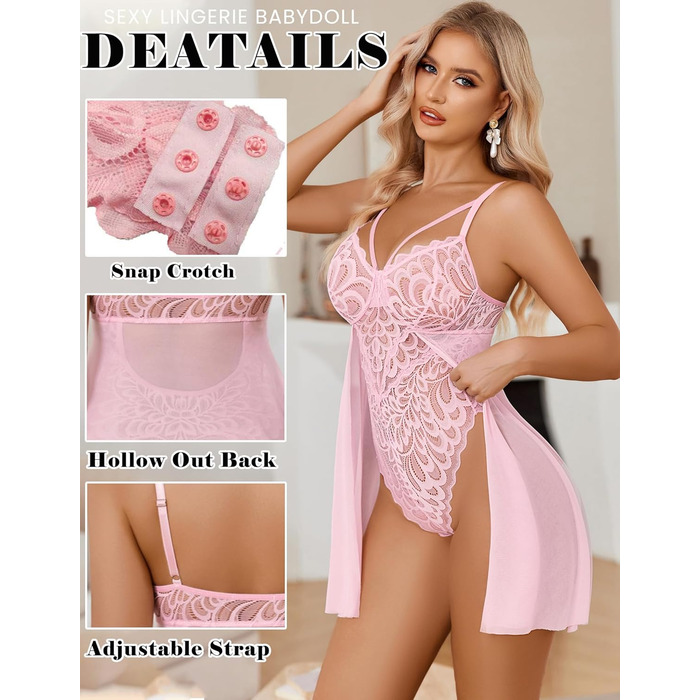 Avidlove Корсет-боді з мереживом для жінок, рожевий XXL - елегантна спідня білизна, рожевий колір, babydoll, curvy, преміум якість