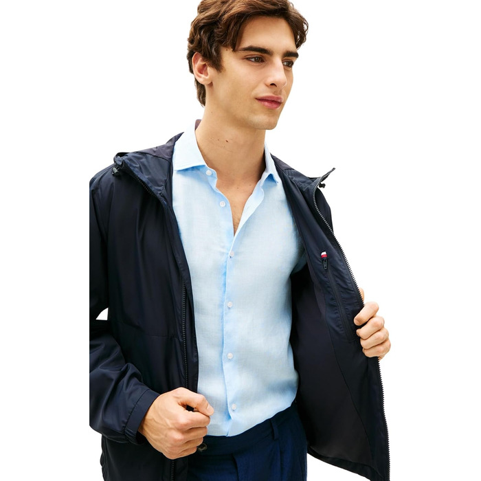 Чоловіча вітрівка Tommy Hilfiger з капюшоном, спортивна куртка (XS, Blue Desert Sky)