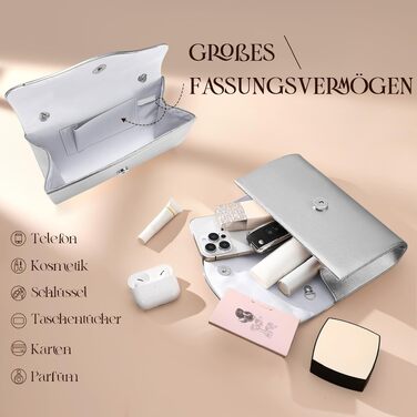 Жіночий вечірній клатч із знімним ланцюжком, сумка з екозамші для весіль та урочистих заходів (Сріблястий)