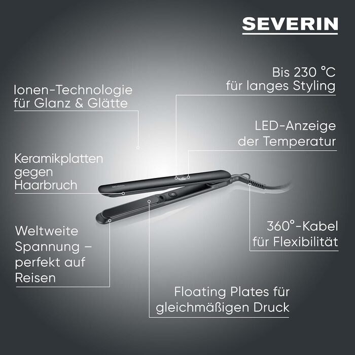 Плойка для волосся Severin LS 0822, 25 мм, керамічне покриття, 3 температурні режими, іонізація, чорна