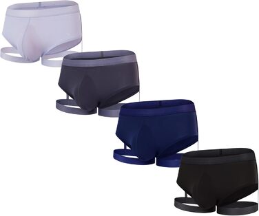 Чоловіча трусика YUFEIDA: Сексуальні сліпи, танга, стрінги для спорту та фітнесу (4 шт. - блакитний/темно-сірий/синій/чорний) L