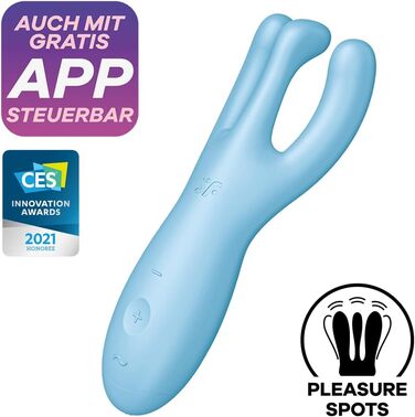 Вібратор Satisfyer Threesome 4 для жінок: стимуляція клітора та статевих губ, 3 мотори, водонепроникний (IPX7), Bluetooth-керування